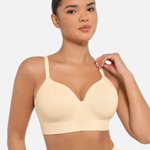 Feelingirl Wireless Push-Up Seamless Comfort Full Coverage Bra - Beige